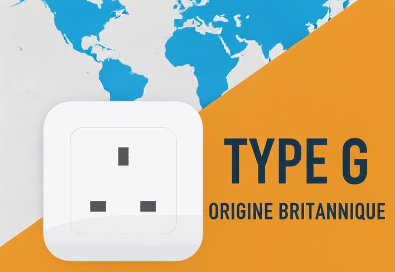 Prise électrique type G, origine britannique.